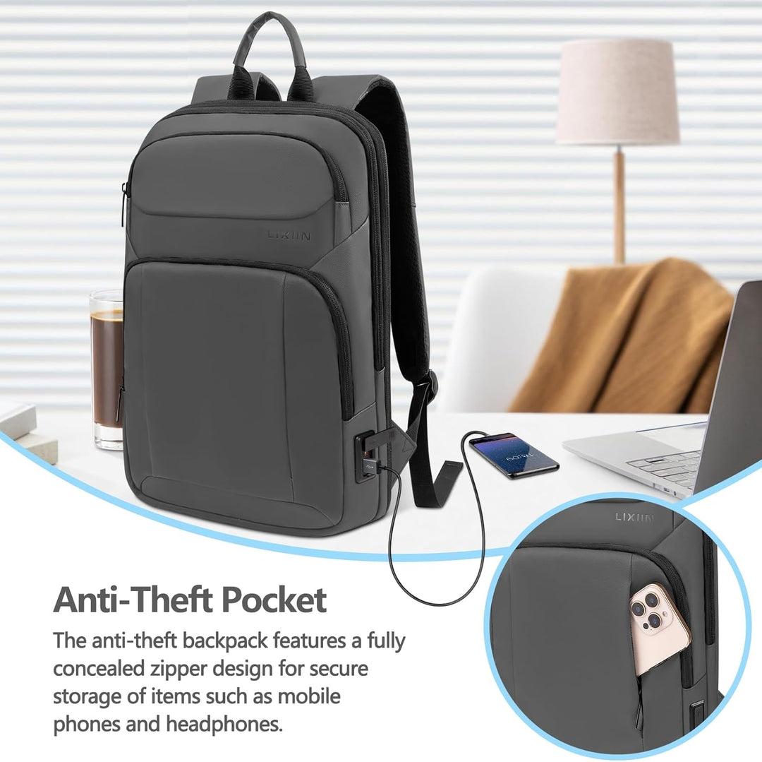 Lixiin Mochila para laptop para hombre, mochila de viaje expandible...