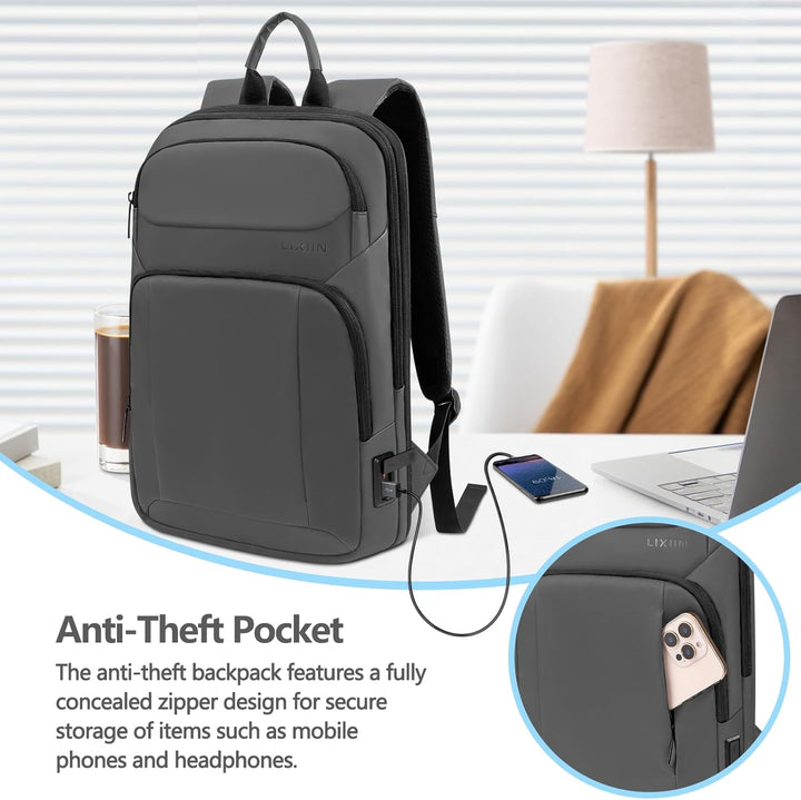 Lixiin Mochila para laptop para hombre, mochila de viaje expandible...