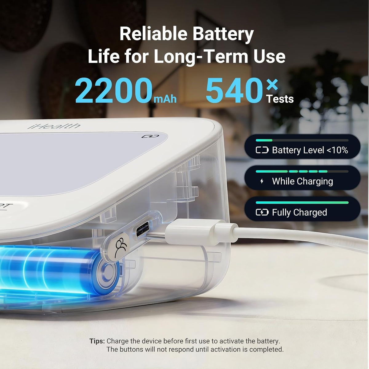 iHealth Jurni Smart - Monitor de presión arterial recargable, pantalla