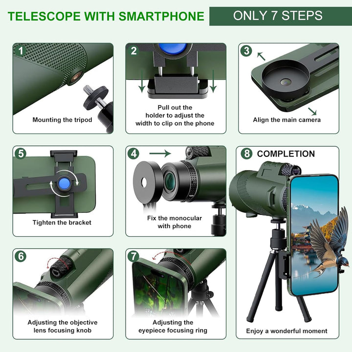 tigeberst Telescopio monocular monoculares para adultos