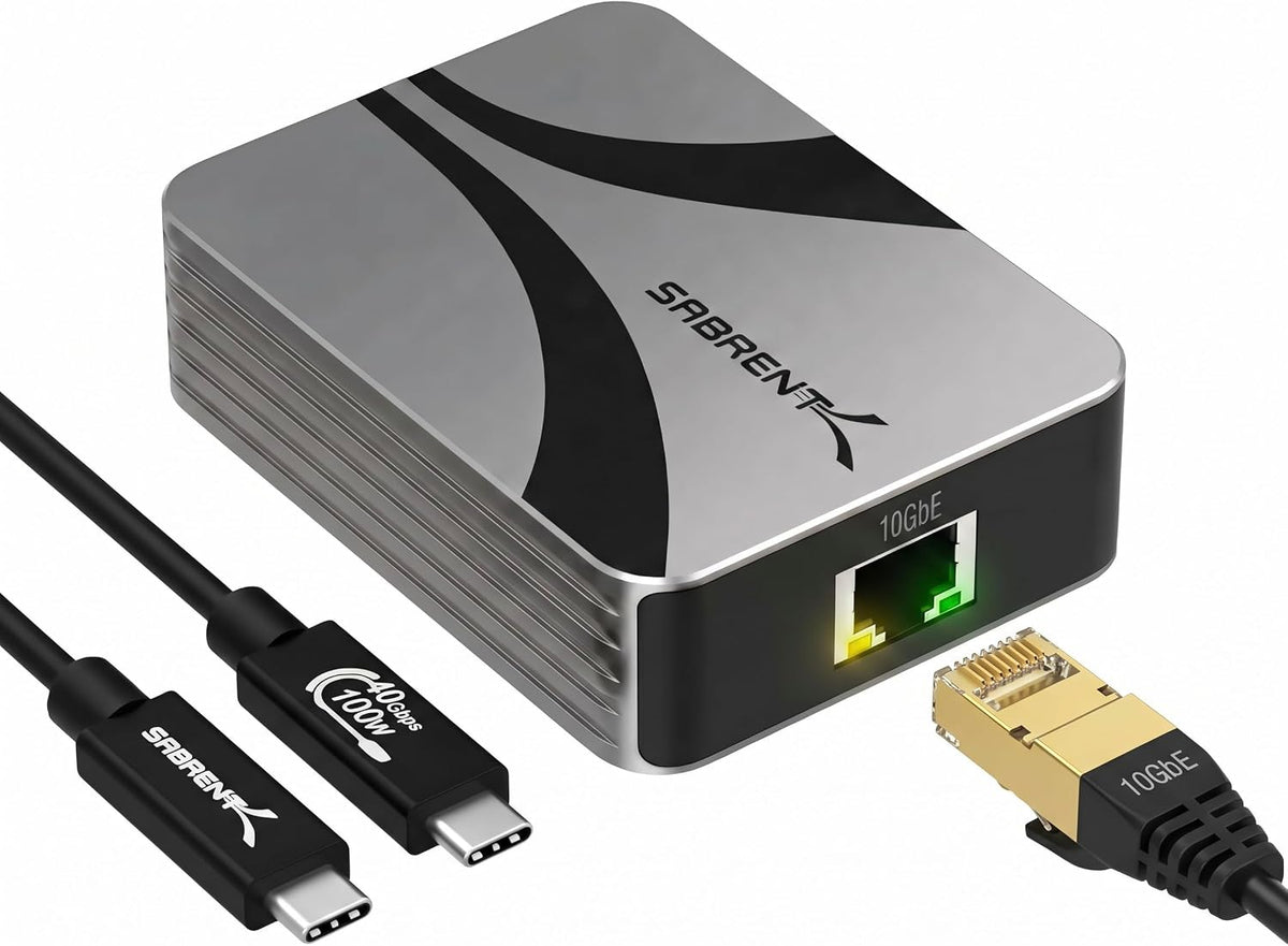 SABRENT Adaptador Ethernet Thunderbolt y USB4 de 10 GbE, USB-C (NT-P10G)