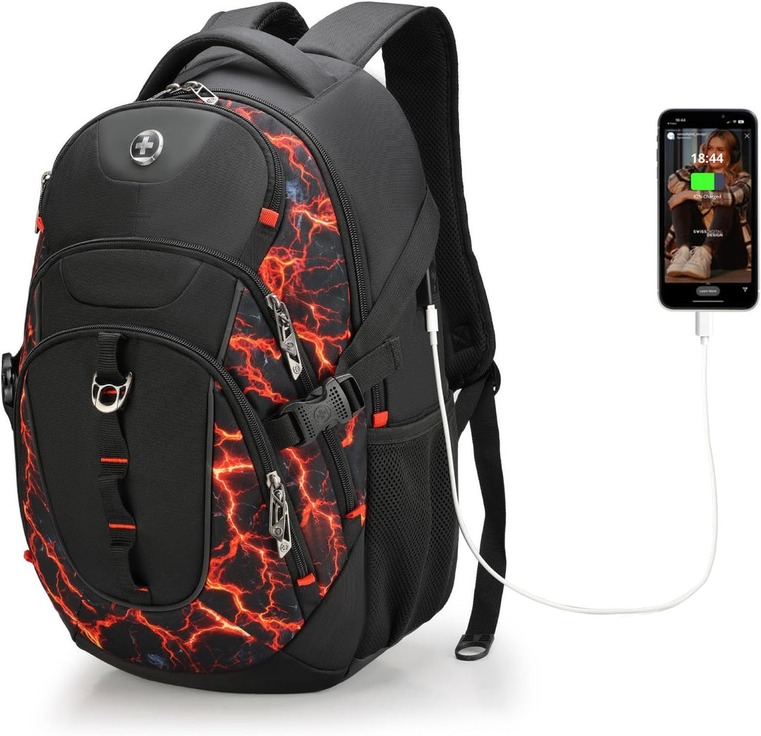 Mochila para computadora portátil Swissdigital con puerto de carga...