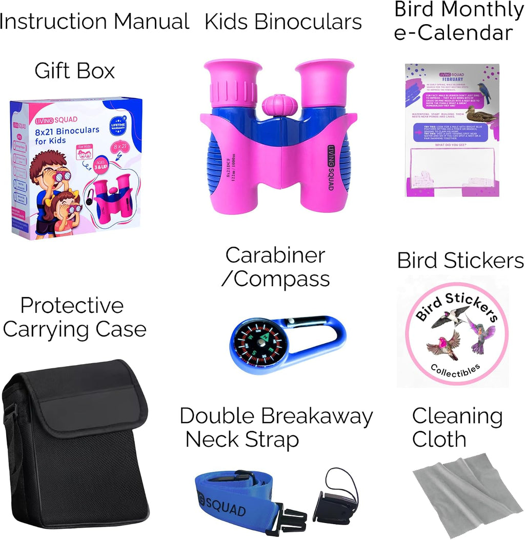 Prismáticos para niños de 3 a 12 años, 8 x 21 pulgadas