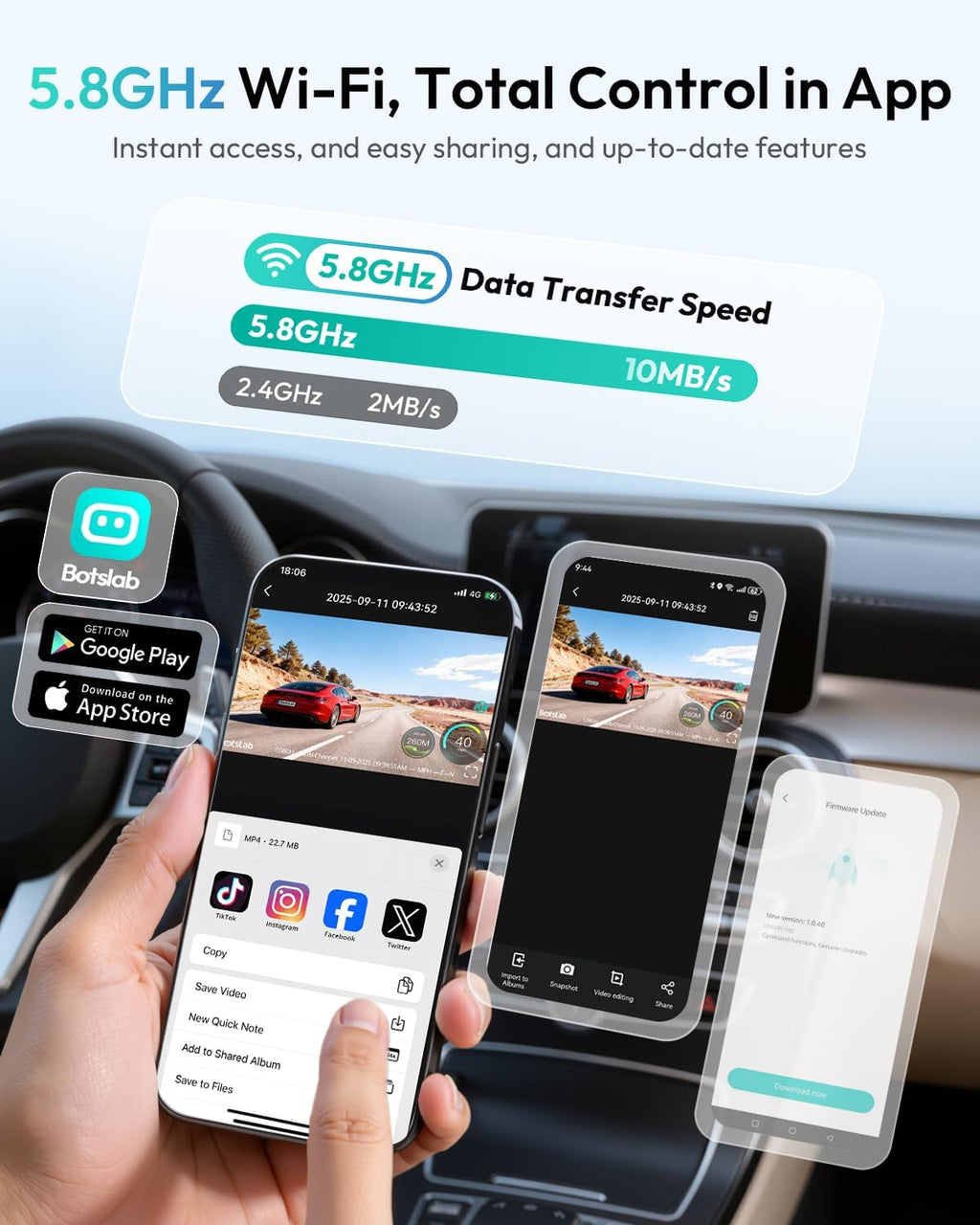 BOTSLAB G980H 4K STARVIS Dash Cam delantera y trasera, sin tarjeta SD [2026
