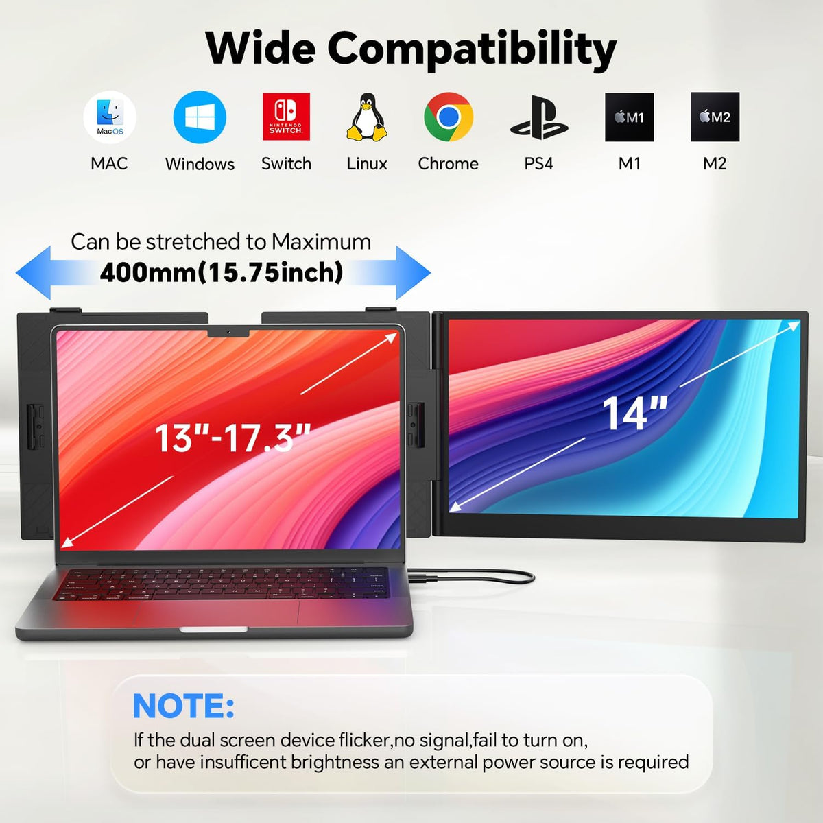 FEZOBR Extensor de pantalla para laptop, monitor portátil dual de 1...