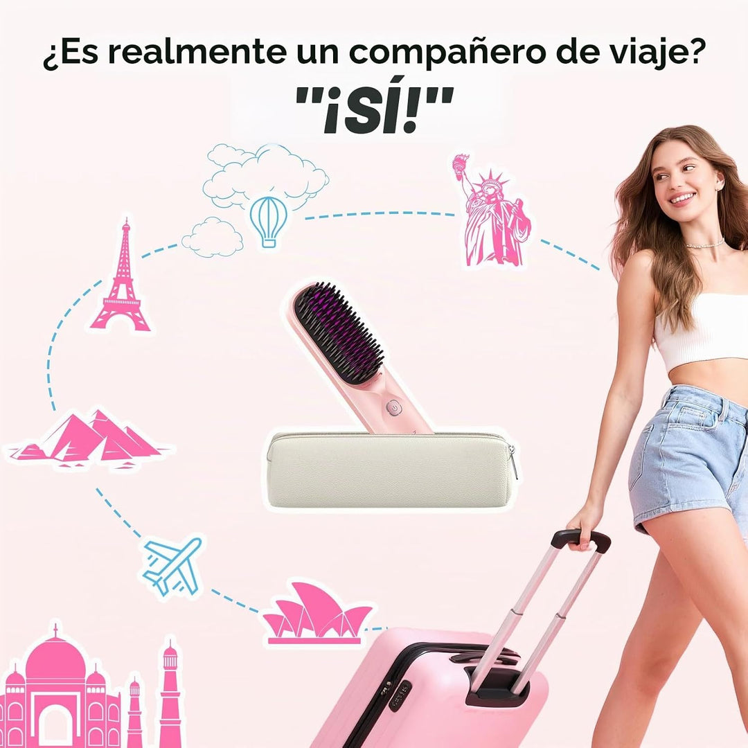 Cepillo alisador de cabello inalámbrico, cepillo portátil para esti...