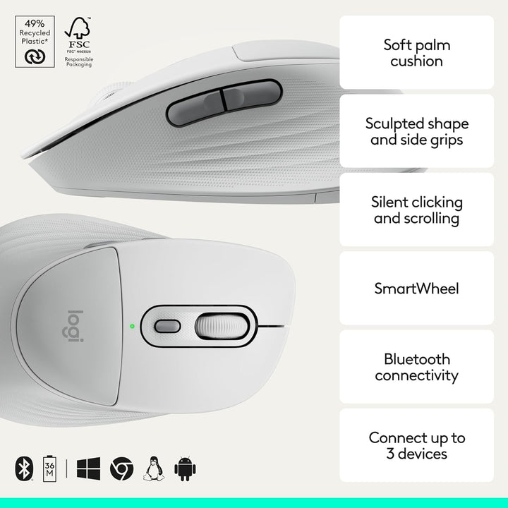 Logitech Signature Comfort Plus M850 L - Ratón inalámbrico Bluetoot...