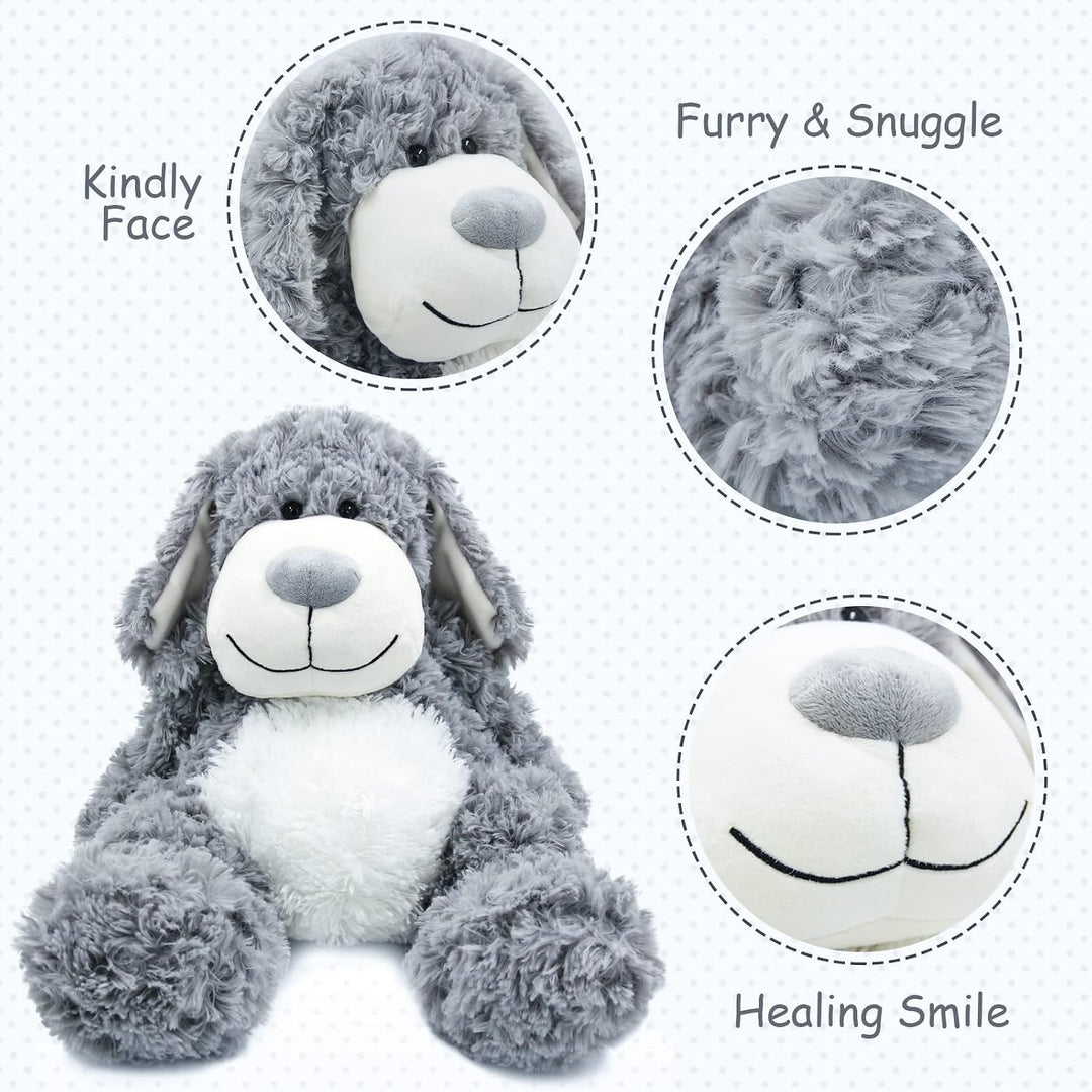 WEIGEDU Peluche de Cachorro Perro Gris Sonriente - Juguetes de Pelu...
