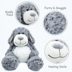 WEIGEDU Peluche de Cachorro Perro Gris Sonriente