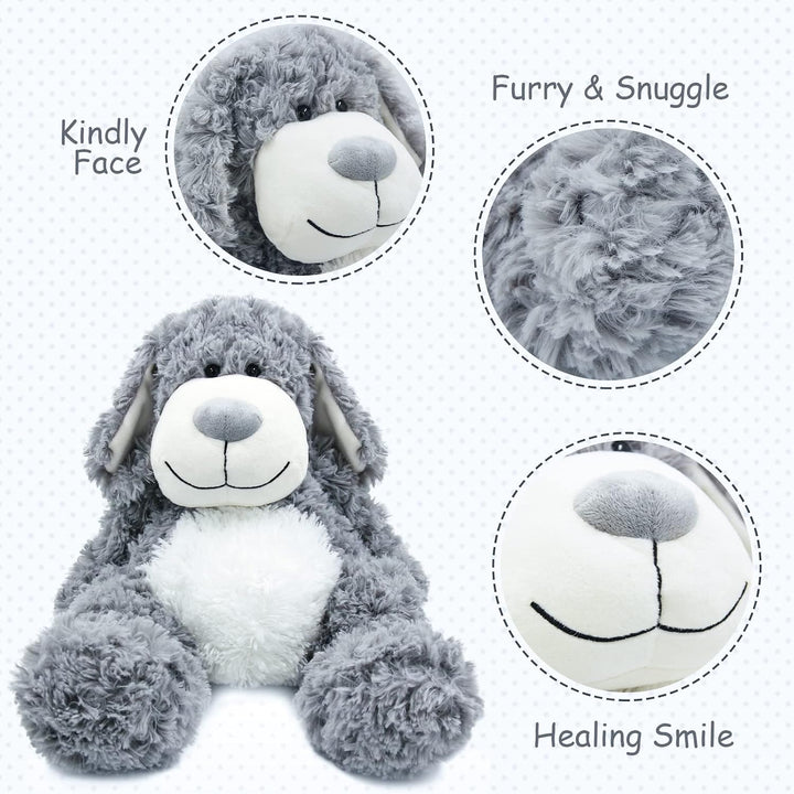 WEIGEDU Peluche de Cachorro Perro Gris Sonriente - Juguetes de Pelu...