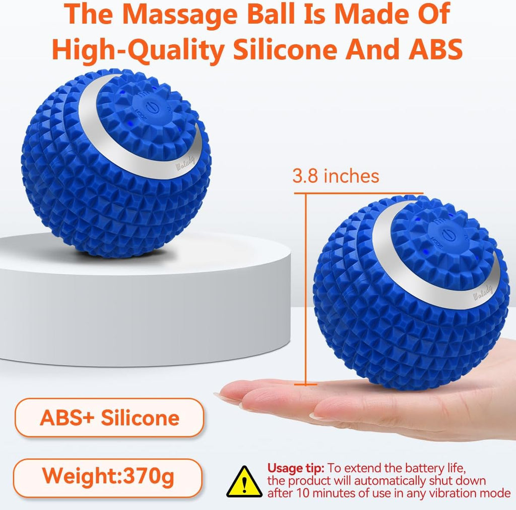 Pelota de Masaje Vibratoria de 4 Velocidades de Alta Intensidad para Fitness y Yoga, Rodillo de Masaje que Alivia la Tensión Muscular, Dolor y Presión, Pelotas de Masaje (Azul)