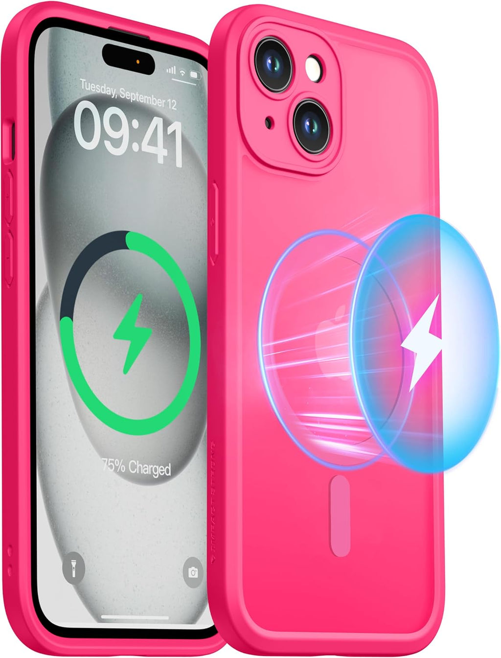 ImpactStrong Protector Magnético Diseñado para Funda iPhone 15 [Protección de Cámara] [Probado contra Caídas de Grado Militar] [Compatible con MagSafe] Funda de Teléfono Delgada Translúcida Mate (6.1