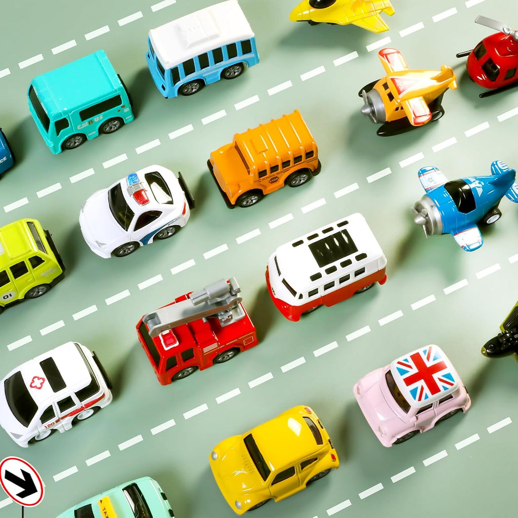 Paquete de 18 juguetes surtidos de coches y aviones moldeados a presión