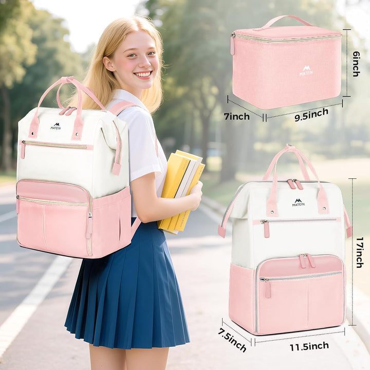 MATEIN Mochila para portátil con lonchera, mochila de almuerzo de 1...