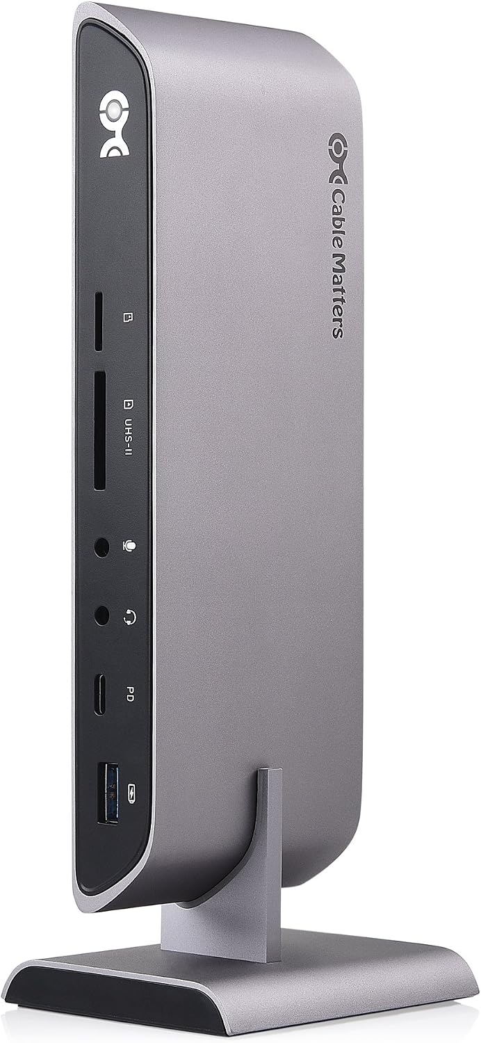 Cable Matters Base USB-C para Windows, DisplayPort dual 4K, carga de 80 W
