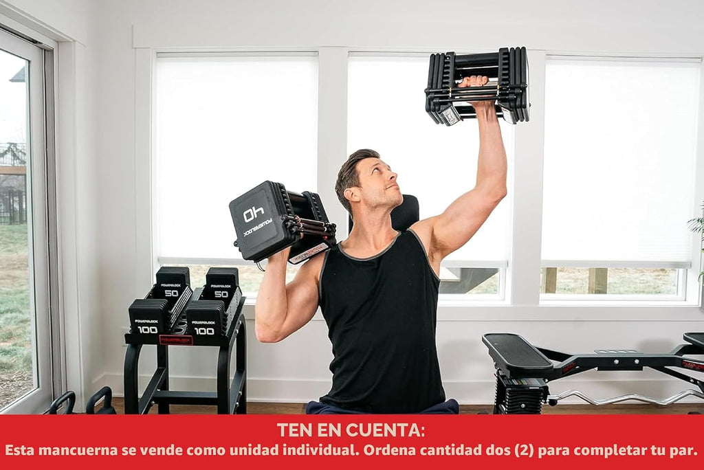 PowerBlock Pro 100 EXP - Mancuerna ajustable individual, 5-100 libras