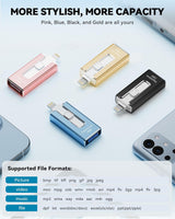 Unidad flash con certificación MFi para iPhone iPad de 256 GB, barr...