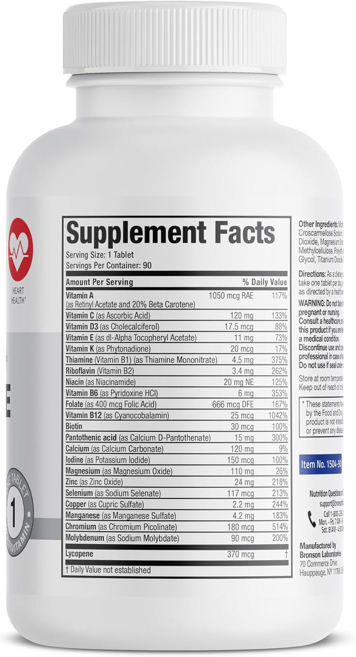 Bronson One Daily - Multivitamínico completo para hombre 50+, 90 ta...