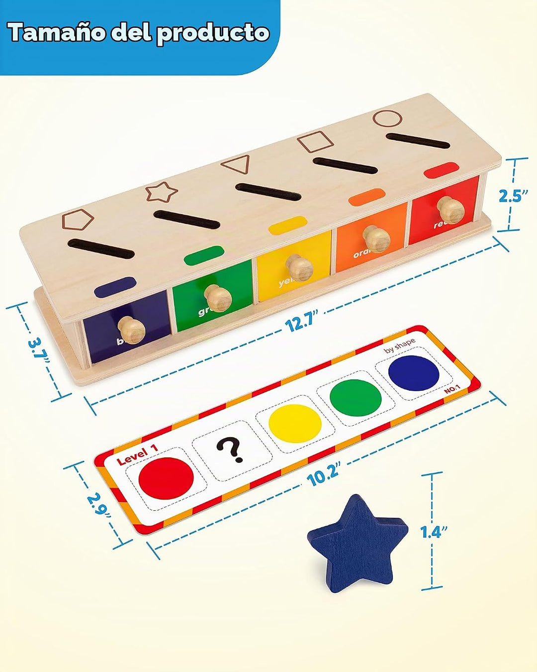Coogam Juguetes Montessori Caja de Madera para Clasificación de Col...