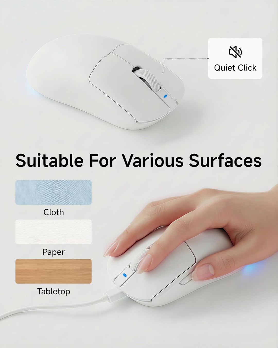 EWEADN Combo de teclado y mouse con cable con reposamuñecas desmont...