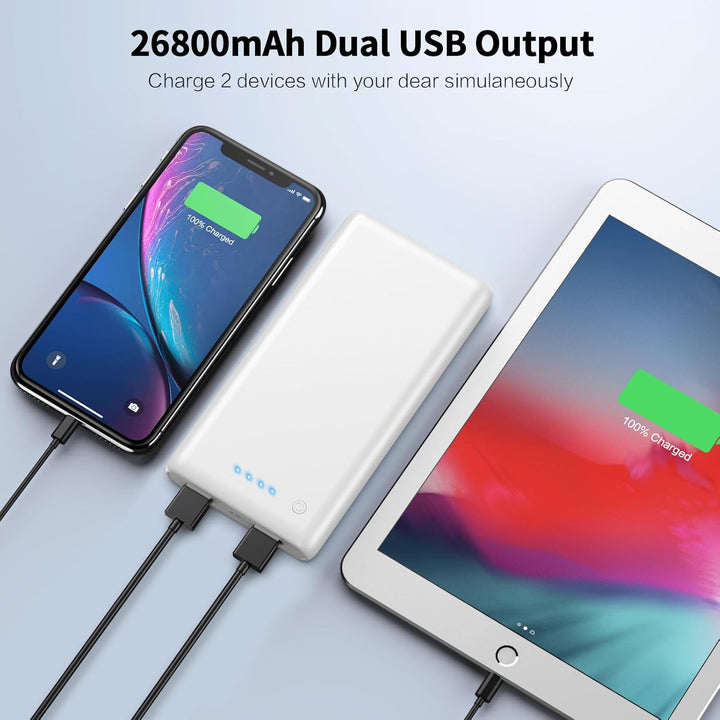 RGVOTA Cargador portátil de batería C de 26800 mAh con cables integ...