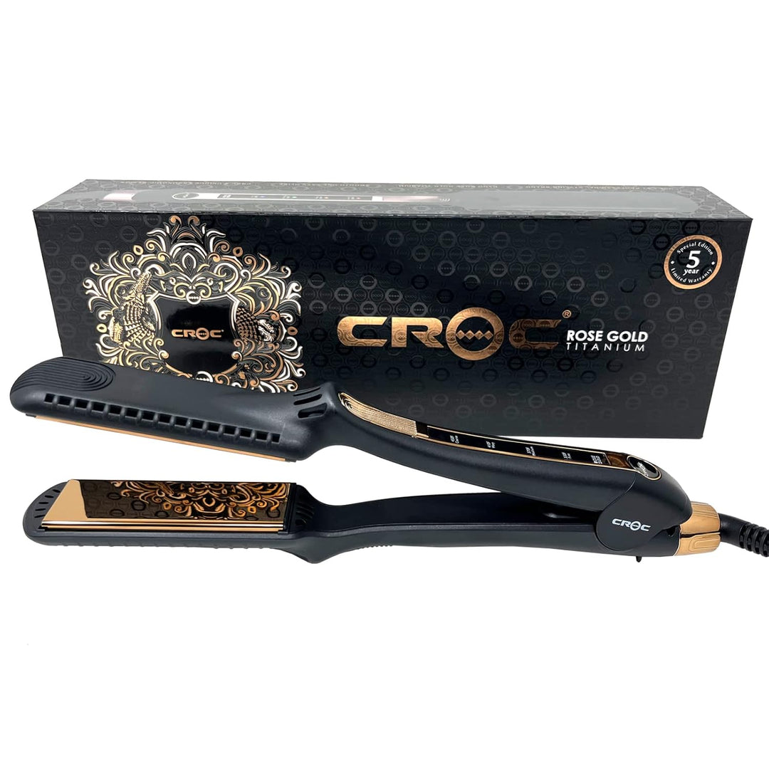 CROC Plancha plana de titanio oro rosa 1.25"