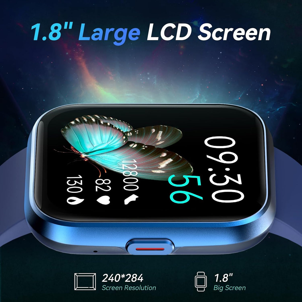 Fitpolo Relojes inteligentes para hombres/mujeres, 1.8'' con Alexa incorporado, reloj rastreador de fitness con llamadas Bluetooth, IP68 resistente al agua, monitor de frecuencia cardíaca/sueño/SpO2