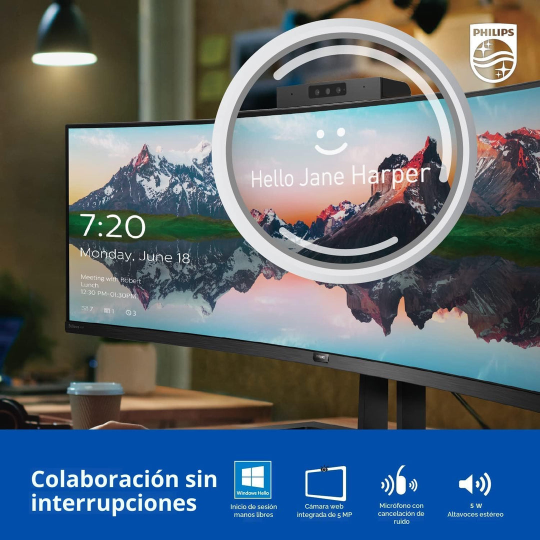 Philips 34E1C5600HE 34" Monitor UltraWide QHD 21:9 con Cámara W...