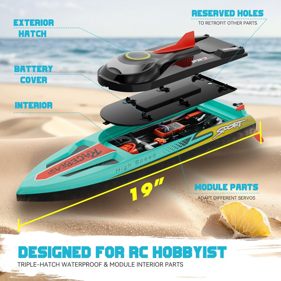 TOPCHOIC Barco a control remoto sin escobillas de 40+MPH, barcos de...