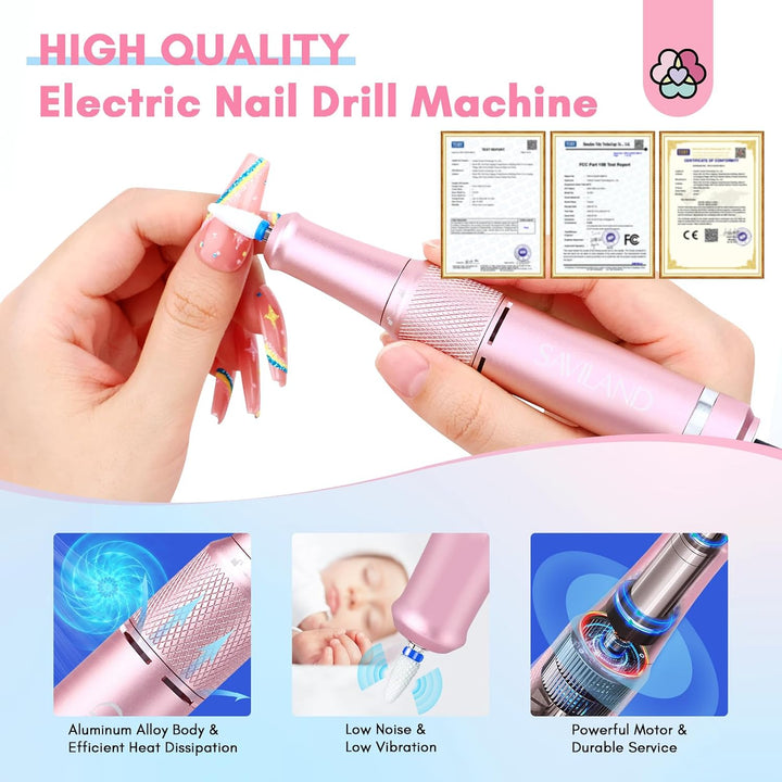 SAVILAND Taladro de Uñas Eléctrico Portátil: Lima de Uñas Eléctrica...