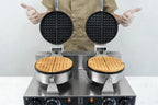 Máquina de gofres doble comercial de 110 V y 2600 W, antiadherente, de acero inoxidable, para restaurante, fiesta, puesto de alimentos, panadería, cafetería, bar, familia