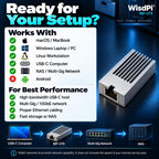 Adaptador USB C a Ethernet de 10 Gb, bajo calor y silencioso, widspii