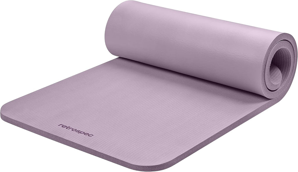 Retrospec Solana - Tapete de yoga de 1 pulgada de grosor con correa de nailon, unisex, antideslizante, para yoga, pilates, estiramiento, ejercicios en el suelo y entrenamiento físico