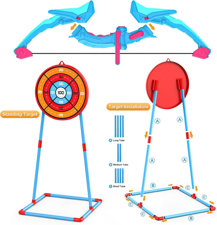 Ocditikl Juego de 2 arcos y flechas para niños, juego de tiro con a...