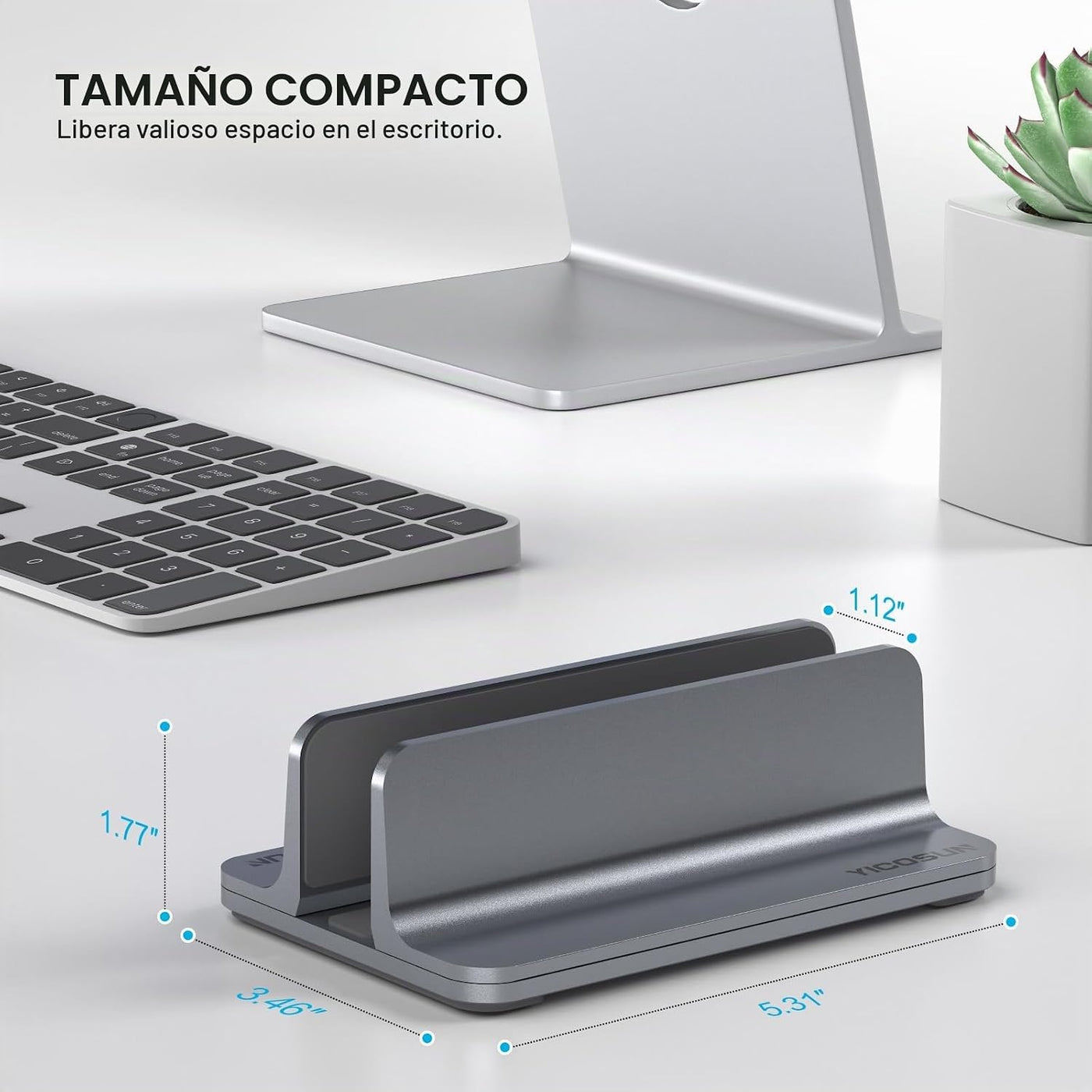 YICOSUN Soporte vertical de aluminio para laptop para escritorio, b...