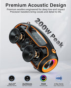Altavoz Bluetooth, altavoces portátiles de pico de 200 W
