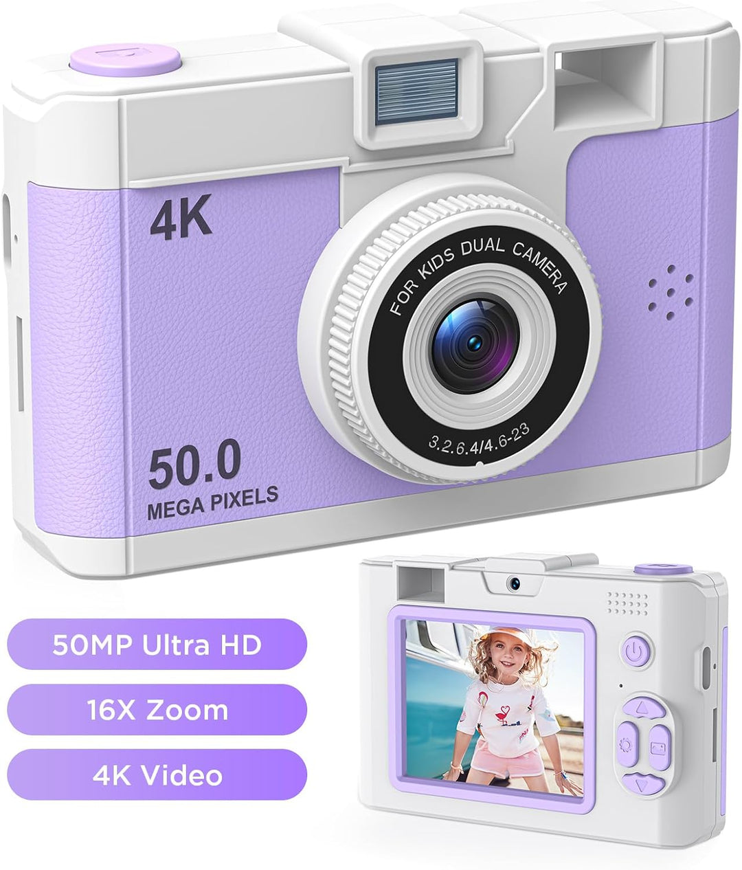 Cámara infantil de 50.0 megapíxeles para niños de 5 a 13 años con W...