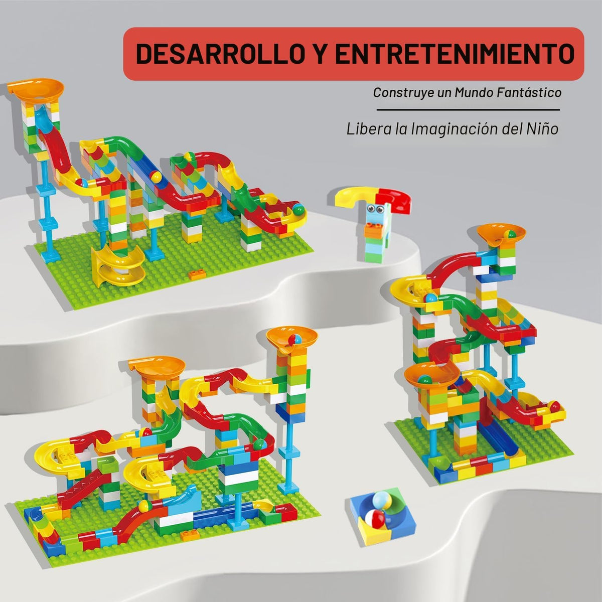 Bloques de construcción Marble Run, juguete STEM de 128 piezas con