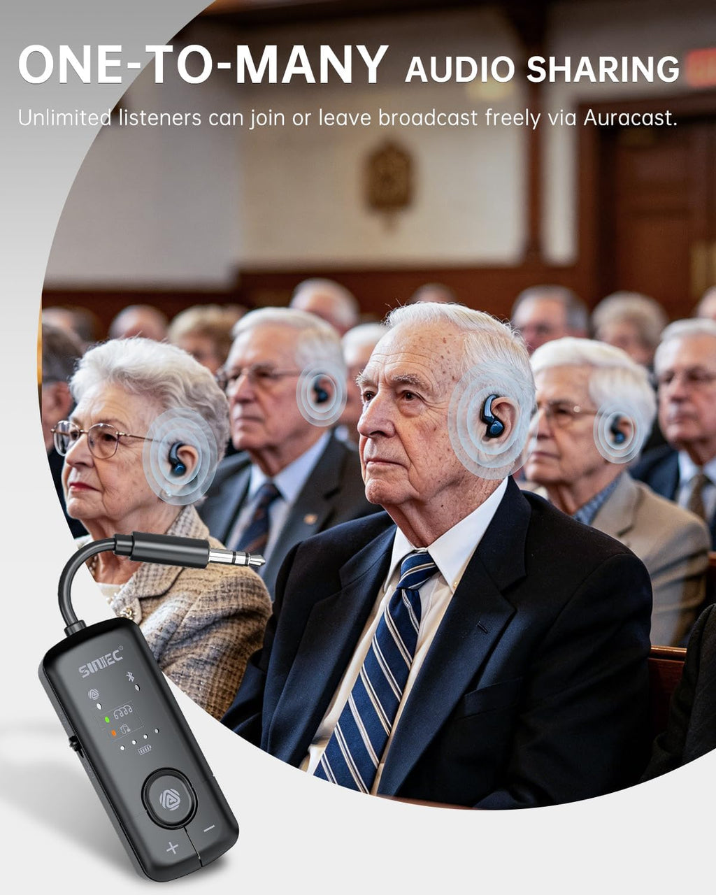 Adaptador de audio Bluetooth LE para avión y transmisor Auracast para