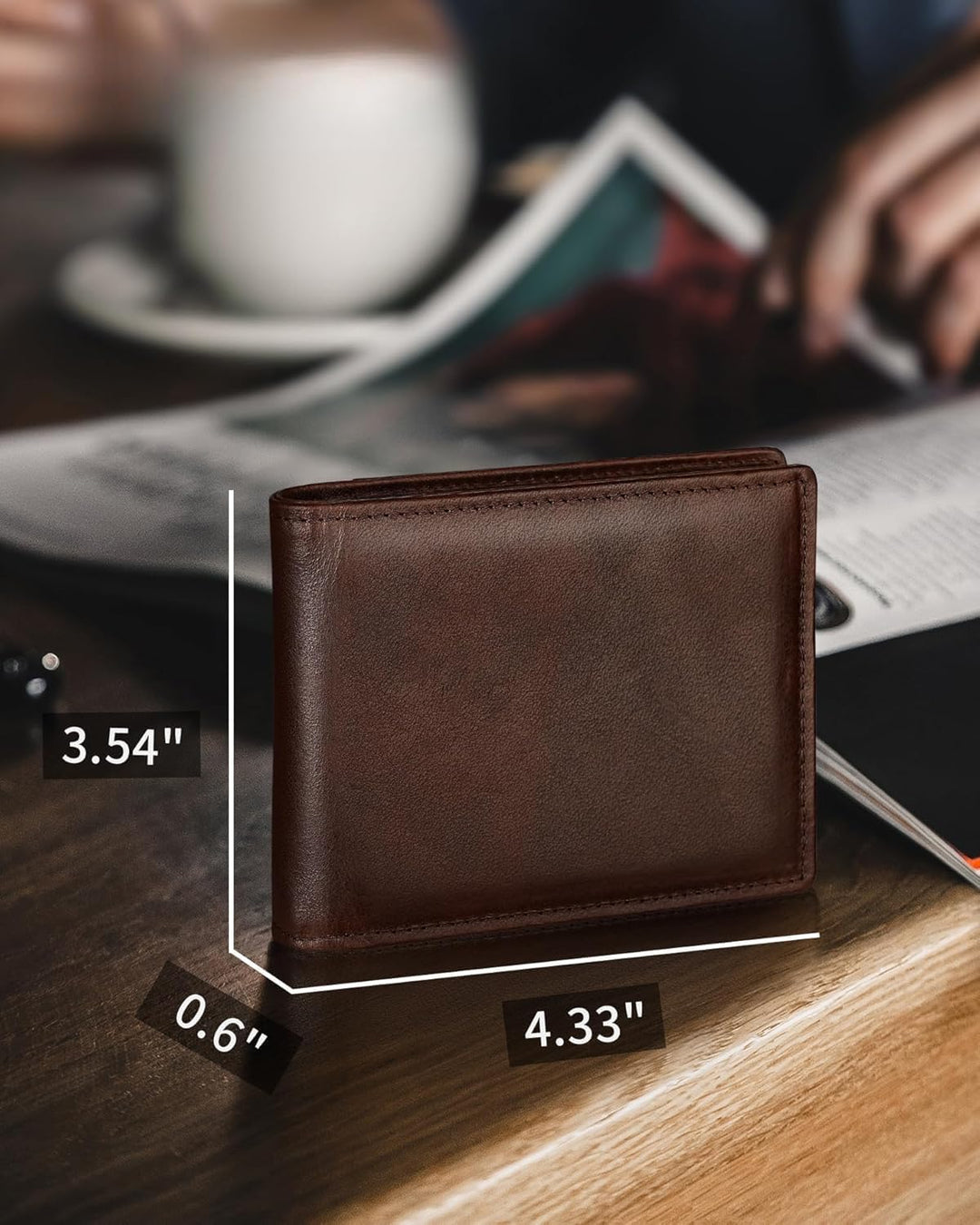 Plinvo Cartera plegable de cuero genuino para hombre con bloqueo RF...