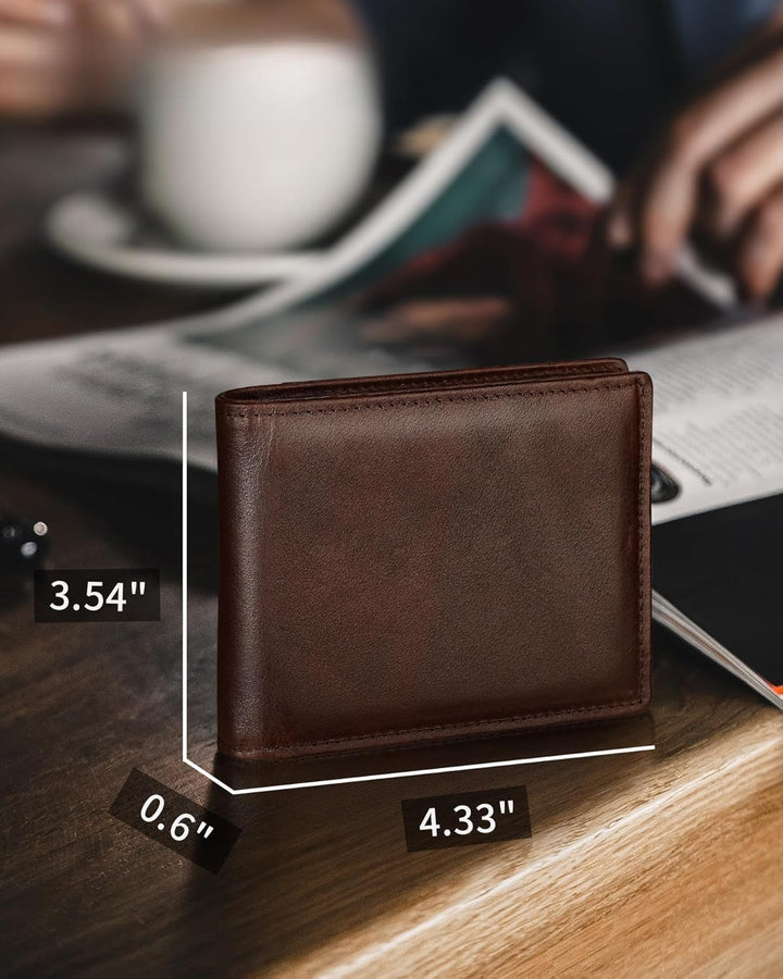 Plinvo Cartera plegable de cuero genuino para hombre con bloqueo RF...