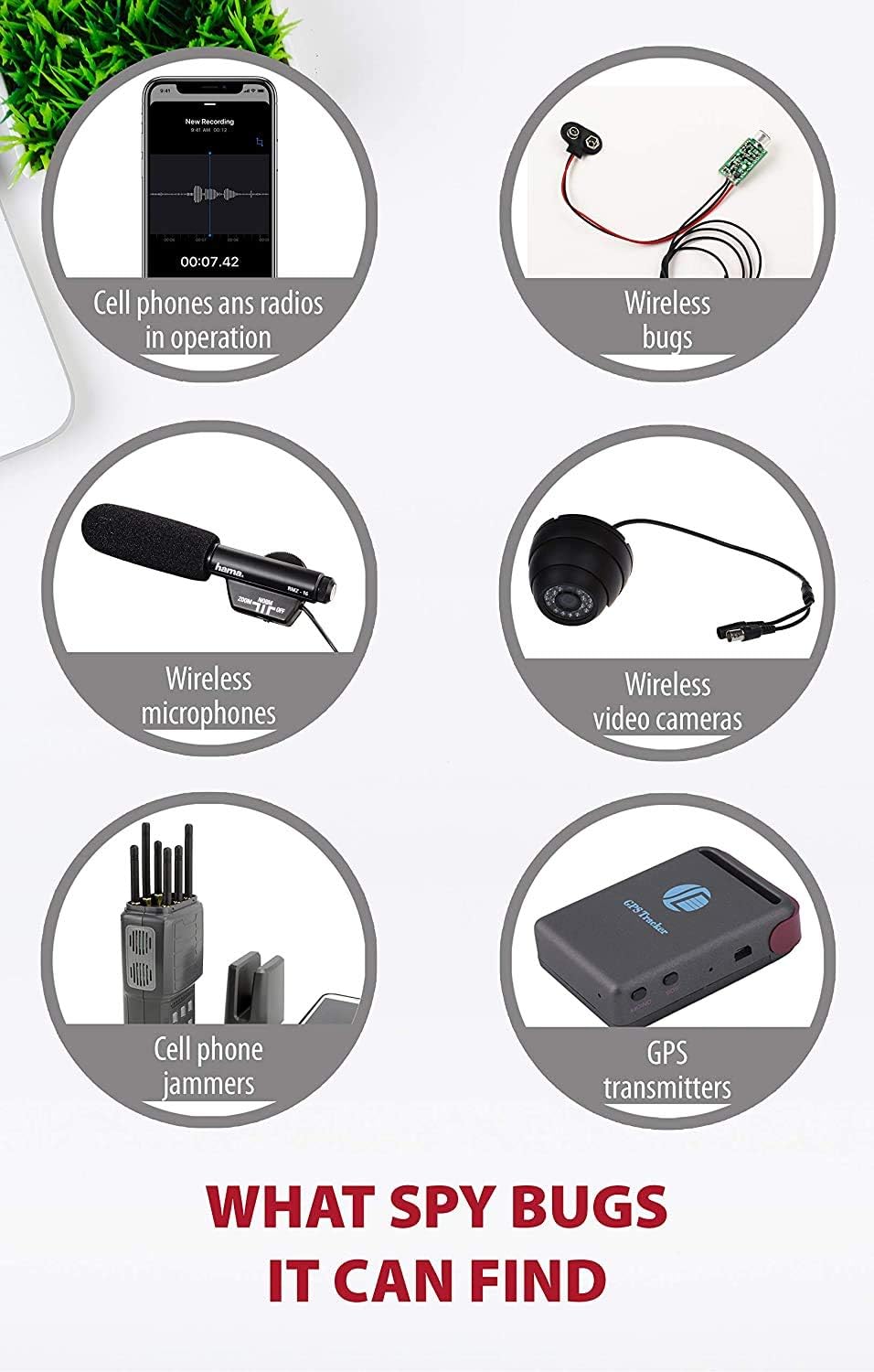 i4 Technology Detector de errores antiespía | Detector de señal RF...