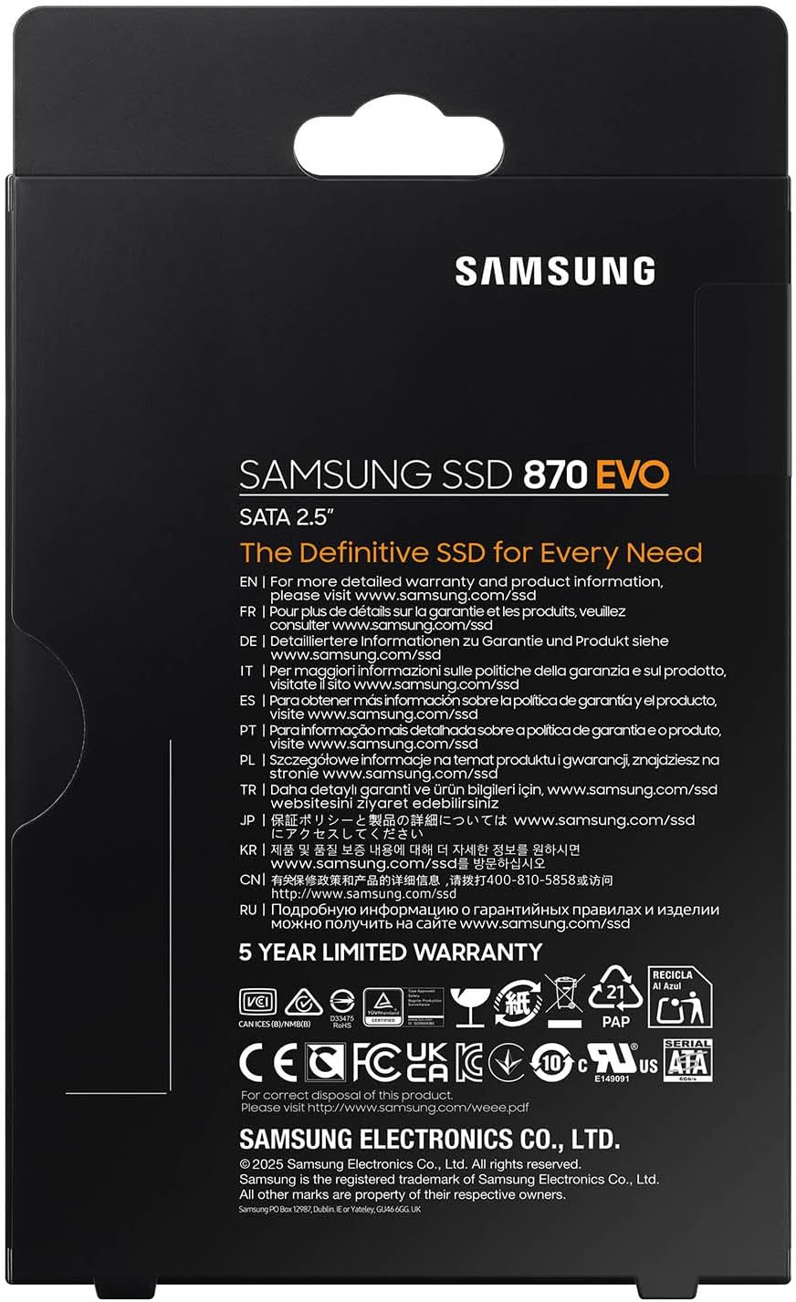 Samsung SSD 870 EVO SATA III 2.5" 8TB, velocidades de lectura\/escr...
