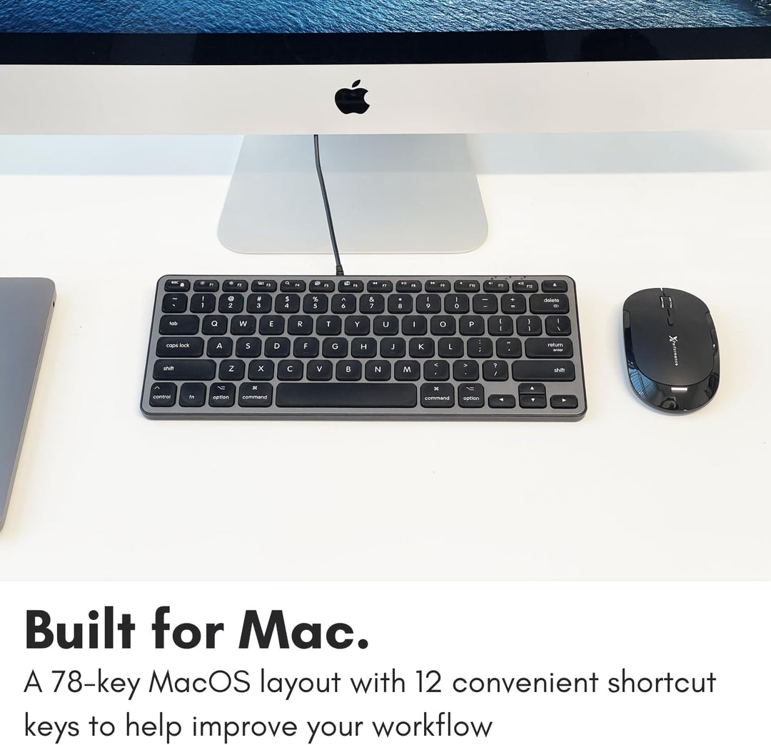 Macally Teclado con cable para Mac con concentrador USB (2 USBC \/...