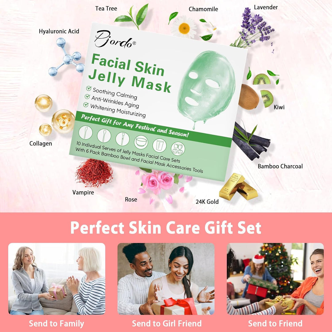 Pjordo Juego de 10 máscaras faciales para spa profesional, paquete...