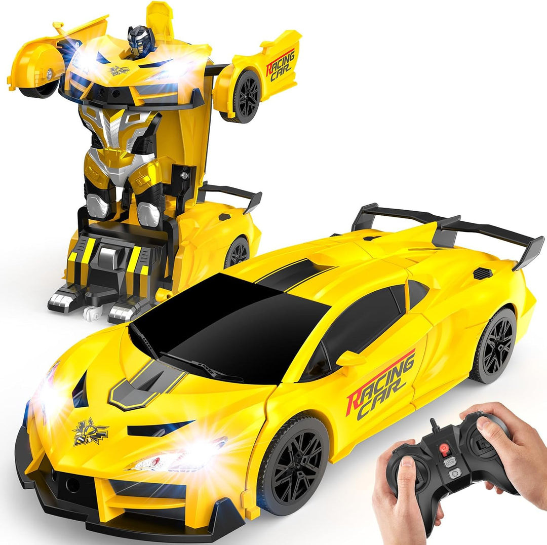 JMOROCR Coche de juguete con control remoto que se transforma para...