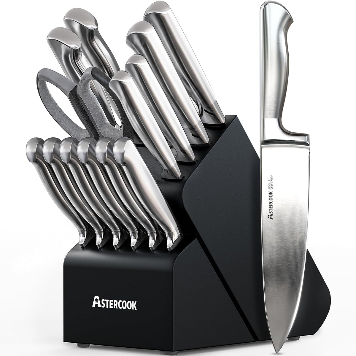 Astercook Juego de cuchillos de cocina de acero alemán de 15 piezas