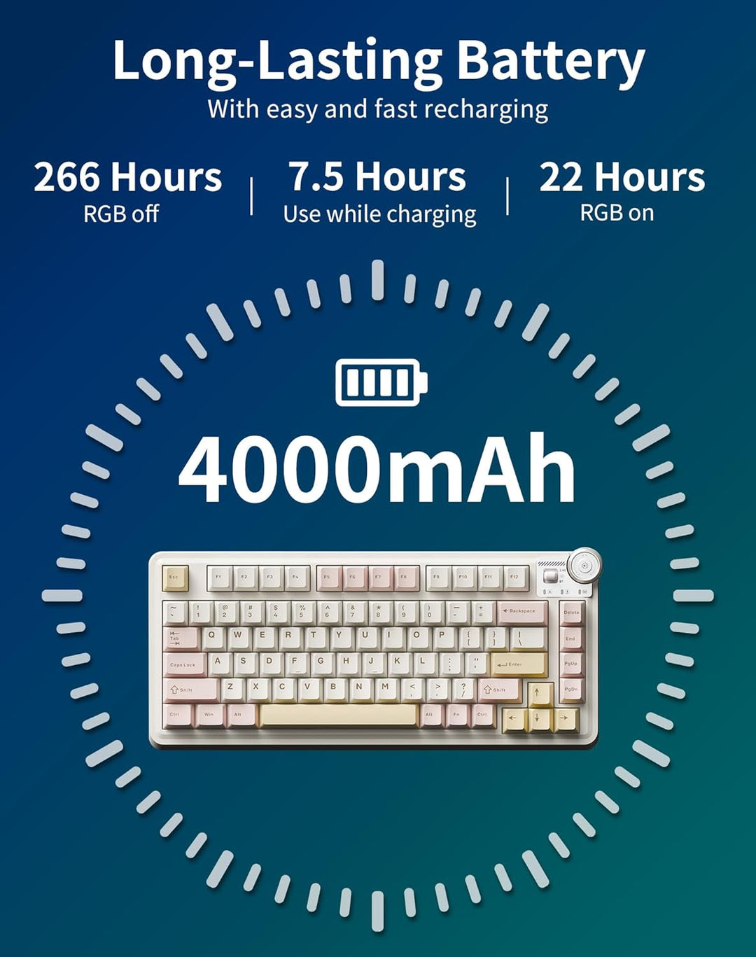 Aula AU75 Teclado mecánico inalámbrico, teclado para juegos con jun...