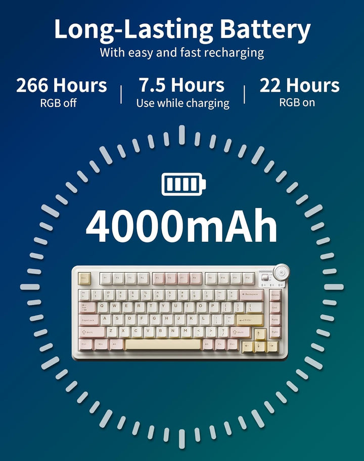 Aula AU75 Teclado mecánico inalámbrico, teclado para juegos con jun...