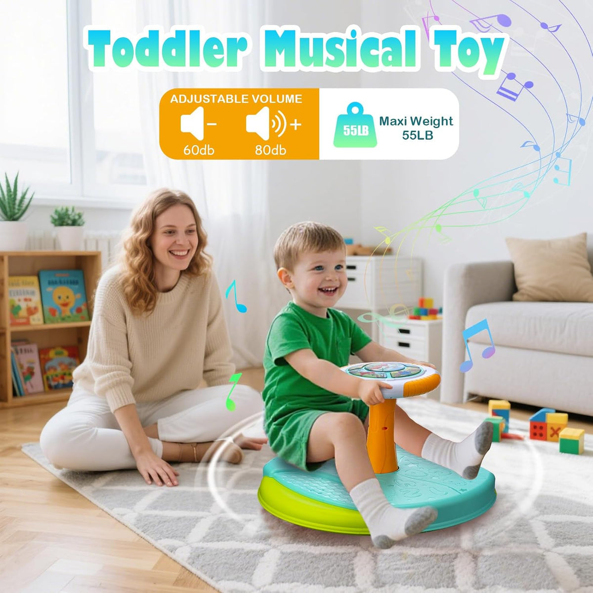 Juguetes de dinosaurio para sentarse y girar para niños pequeños de 2 a 3 años, asiento giratorio de 360° con luces LED y música, regalo de cumpleaños de Navidad para niños de 2 a 3 años, juguetes sensoriales para actividades para niños pequeños